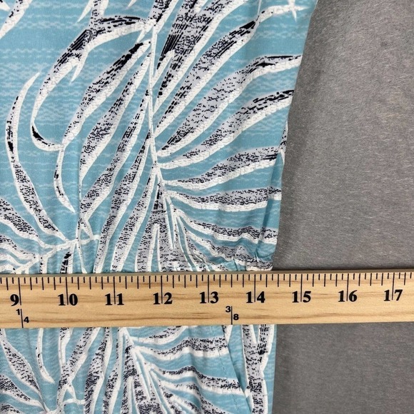 Clara Sun Woo Jumpsuit Wide Leg Crop Small Blue Tropical Palms Pockets - Picture 11 of 16